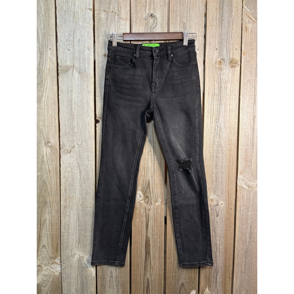 Sandrine Rose The Virgin Label Black Distressed Skinny Jeans‎ Size 24 High Rise